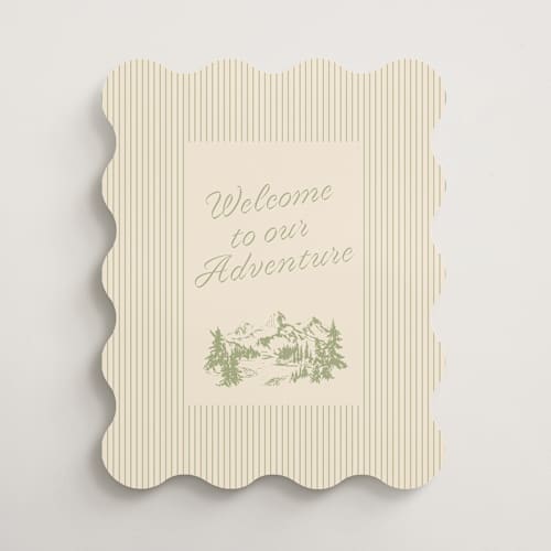 This is a peridot wedding signs with standard by Baumbirdy called adventure printing on premium sign board in 16x20