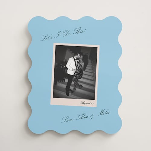This is a sky wedding signs with standard by Kristie Kern called let's i do printing on premium sign board in 16x20