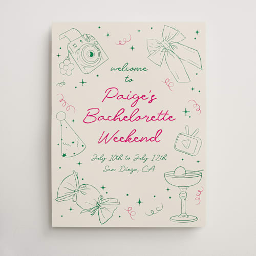 This is a grass wedding signs with standard by Celine Nguyen called bachelorette fun printing on premium sign board in large