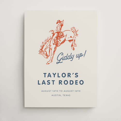 This is a cobalt wedding signs with standard by Erin Hodges called giddy up printing on premium sign board in large