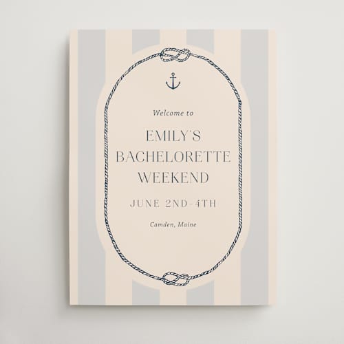 This is a sea breeze wedding signs with standard by Rebecca Durflinger called nautical nuptials printing on premium sign board in large