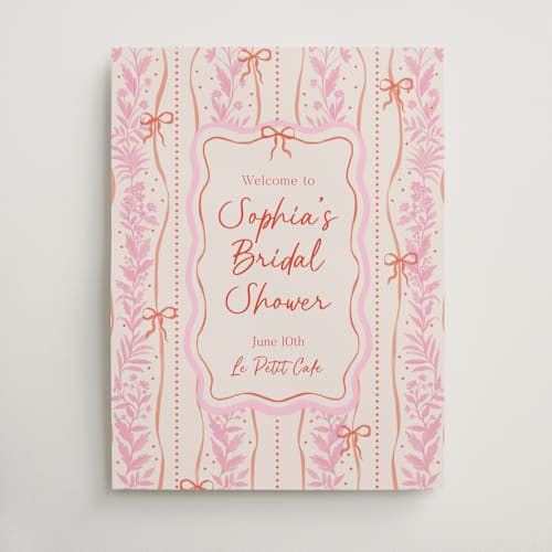 This is a strawberry wedding signs with standard by Elly called cottage ribbons printing on premium sign board in large