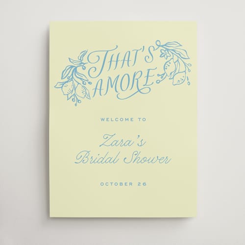 This is a lemonade wedding signs with standard by Pati Cascino called that's amore printing on premium sign board in large
