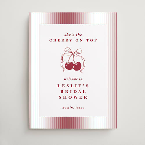 This is a bing cherry wedding signs with standard by Charter Oaks Creative called classic cherries printing on premium sign board in large