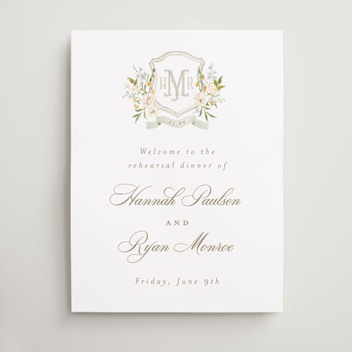 This is a chiffon wedding signs with standard by Everett Paper Goods called avalon printing on premium sign board in large