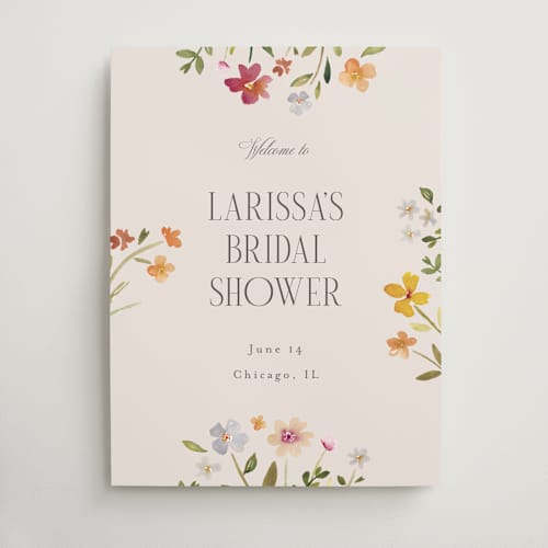 This is a wild flower wedding signs with standard by Nicole Walsh called garden printing on premium sign board in 18x24