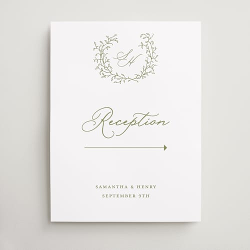 This is a pistachio wedding signs with standard by Katherine Moynagh called garden script printing on premium sign board in 18x24