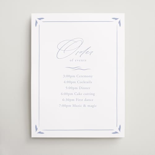 This is a pale cerulean wedding signs with standard by Sabrin Deirani called ocean dreams printing on premium sign board in 18x24