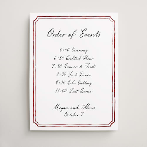 This is a wine wedding signs with standard by Cass Loh called handwritten printing on premium sign board in 18x24