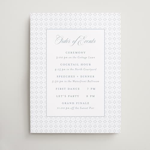 This is a dusty blue wedding signs with standard by Jennifer Postorino called coastal charm printing on premium sign board in 18x24