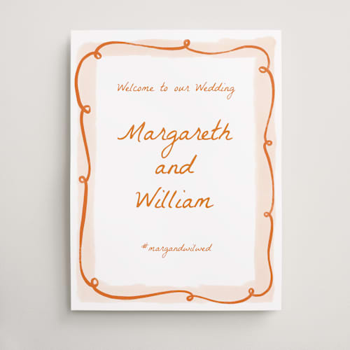 This is a flame wedding signs with standard by Pati Cascino called giardino printing on premium sign board in 18x24
