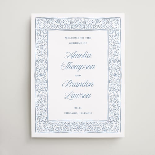 This is a wave wedding signs with standard by Jenny Millington called ornate doodle printing on premium sign board in 18x24