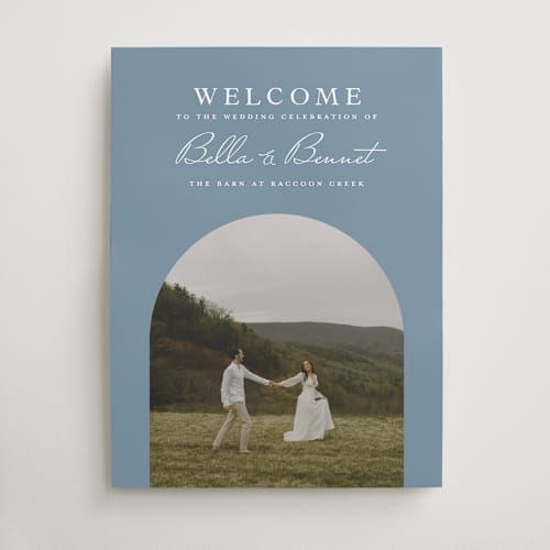 This is a powder wedding signs with standard by Laura Hamm called arch printing on premium sign board in 18x24
