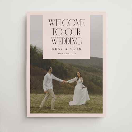 This is a blush wedding signs with standard by Laura Hamm called so picture perfect printing on premium sign board in 18x24