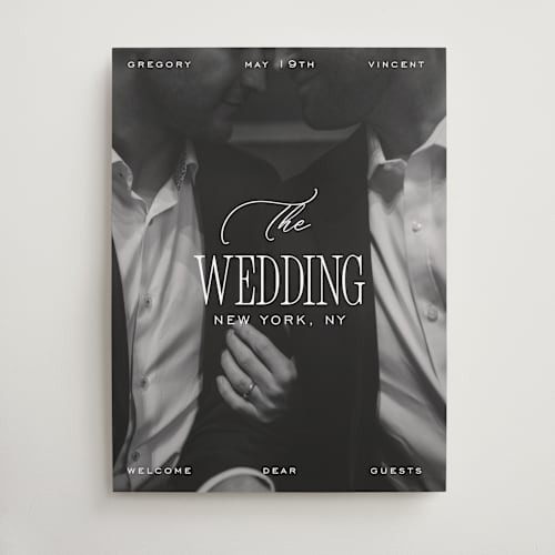 This is a snow wedding signs with standard by Jelena Vuletic called uptown printing on premium sign board in 18x24