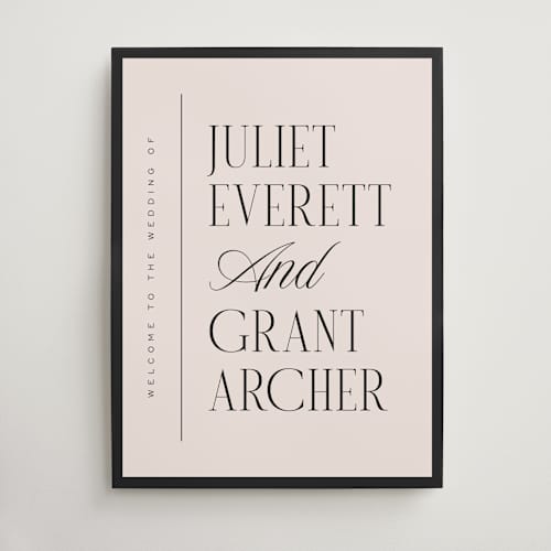 This is a suited wedding signs with standard by Pixel and Hank called everett printing on premium sign board in 18x24