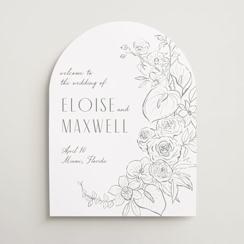 This is a snow wedding signs with standard by Kristen Smith called orchid frame printing on premium sign board in 18x24
