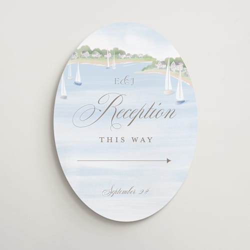 This is a sky wedding signs with standard by Jennifer Wick called bristol printing on premium sign board in 18x24
