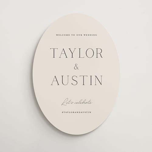 This is a linen wedding signs with standard by Vanessa Doyle called in love printing on premium sign board in 18x24