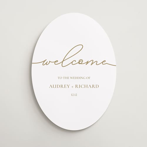 This is a butterscotch wedding signs with standard by Huefete called luxury printing on premium sign board in 18x24