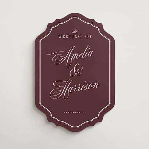 This is a cabernet wedding signs with standard by Eric Clegg called classic wedding printing on premium sign board in 18x24