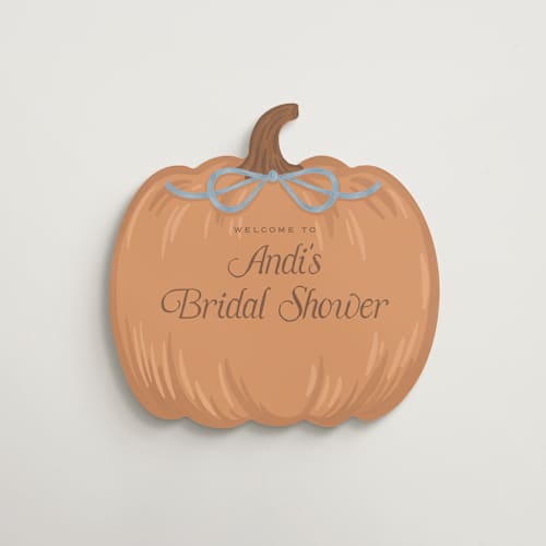 This is a cornflower wedding signs with standard by Laura Hankins called pumpkins + bows printing on premium sign board in 18x24