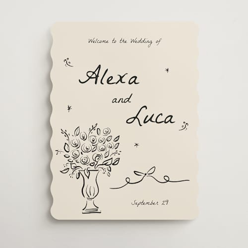 This is a vanilla wedding signs with standard by Ani Somi called roses printing on premium sign board in 18x24