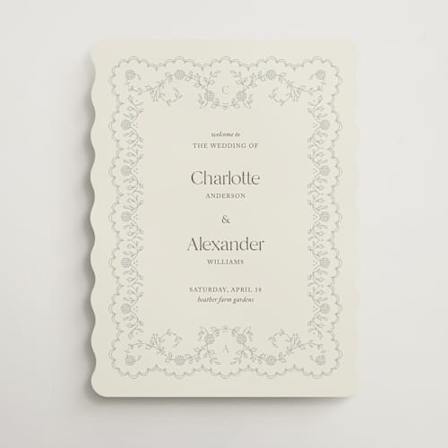 This is a powder wedding signs with standard by Sophie Owens Design called floral lace ii printing on premium sign board in 18x24