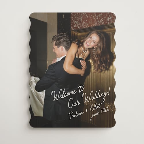 This is a ivory wedding signs with standard by Stacey Meacham called written with love printing on premium sign board in 18x24