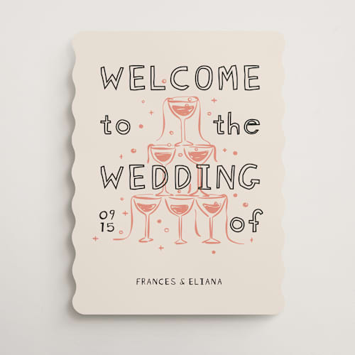 This is a terracotta wedding signs with standard by Zove Ahhh called whimsy champagne printing on premium sign board in 18x24