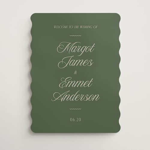This is a sage wedding signs with standard by Kat Roberts called southern formal printing on premium sign board in 18x24