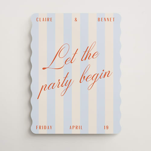 This is a windy wedding signs with standard by Pixel and Hank called party begins printing on premium sign board in 18x24