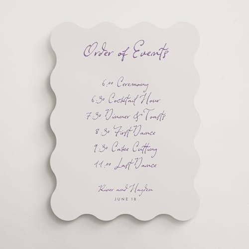 This is a hydrangea wedding signs with standard by Cass Loh called tablescape drawing printing on premium sign board in 18x24