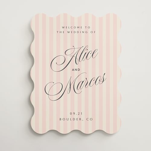This is a peony wedding signs with standard by Sherley Ferreira called blush printing on premium sign board in 18x24