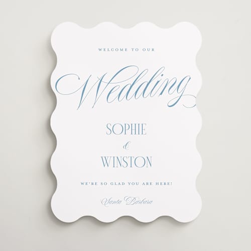 This is a slate blue wedding signs with standard by Yaling Hou Suzuki called simply love printing on premium sign board in 18x24