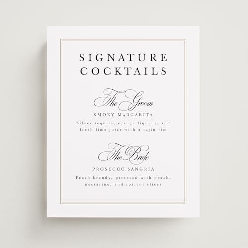 This is a snow wedding signs with standard by Sarah Brown called traditionalist printing on doublethick in 8x10