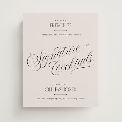 This is a linen wedding signs with standard by Kate Ahn called mirin printing on doublethick in 8x10