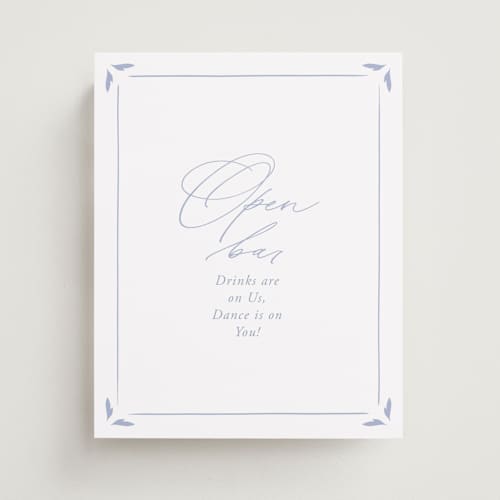 This is a pale cerulean wedding signs with standard by Sabrin Deirani called ocean dreams printing on doublethick in 8x10