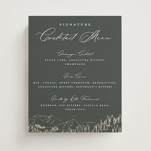 This is a hunter wedding signs with standard by Sarah Brown called peaks printing on doublethick in 8x10