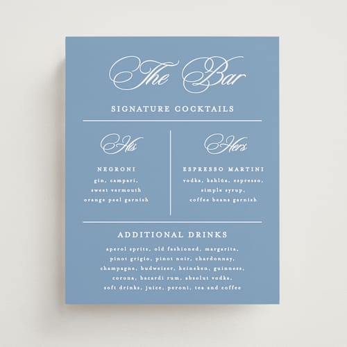 This is a ocean wedding signs with standard by Creo Study called posh printing on doublethick in 8x10