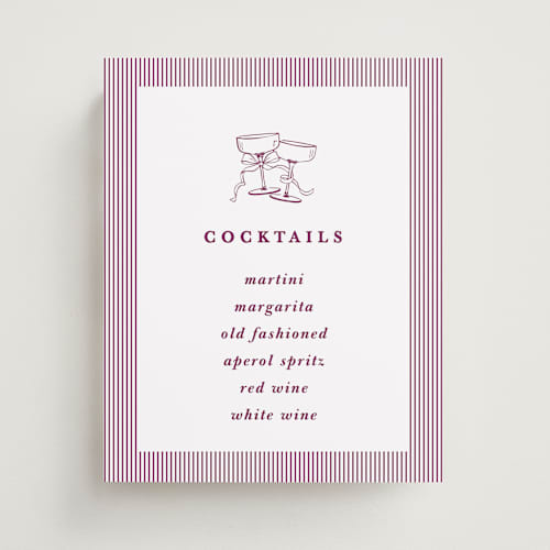 This is a plum wedding signs with standard by Charter Oaks Creative called classic stripe printing on doublethick in 8x10