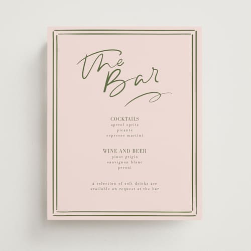 This is a sage wedding signs with standard by Aisling Erin called we're so glad bar menu printing on doublethick in 8x10