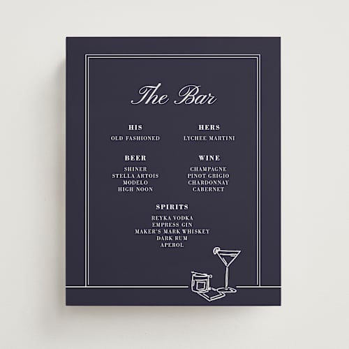 This is a midnight wedding signs with standard by Sydney Snowden - Sentimently called gilded pour printing on doublethick in 8x10