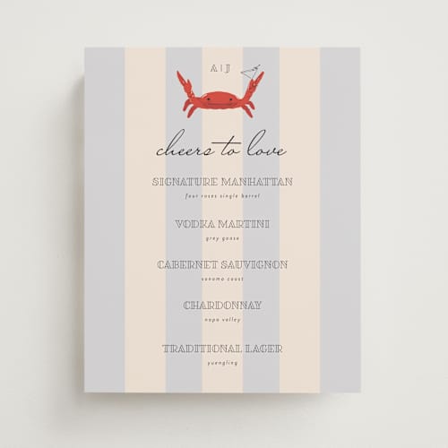 This is a stone wedding signs with standard by Ashley Bird called claw-some bar menu printing on doublethick in 8x10