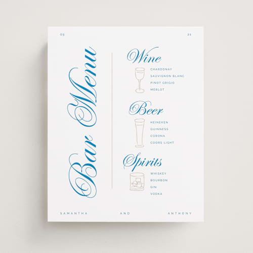 This is a glacier wedding signs with standard by Zani van Zyl called glam bar printing on doublethick in 8x10