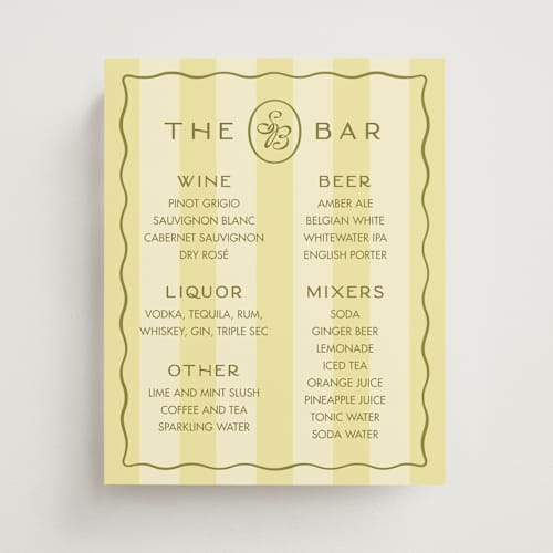 This is a lemongrass wedding signs with standard by Sam Dubeau called fresh prep printing on doublethick in 8x10