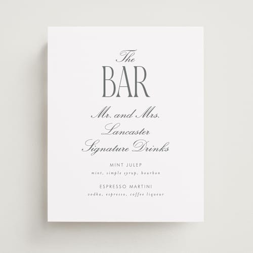 This is a puddle wedding signs with standard by Baumbirdy called signature type printing on doublethick in 8x10