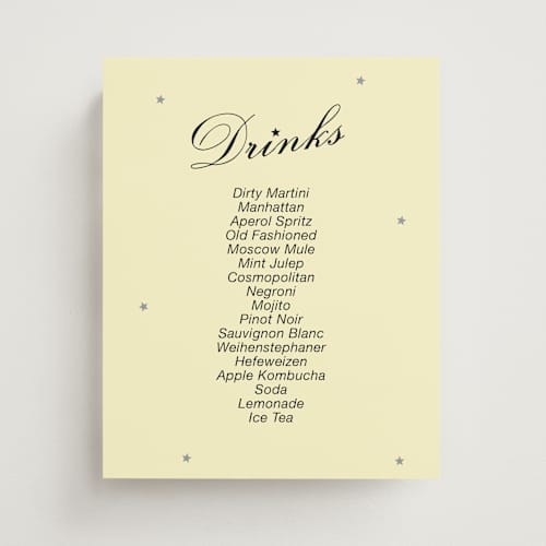 This is a butter wedding signs with standard by Jennifer Lew called starstruck printing on doublethick in 8x10