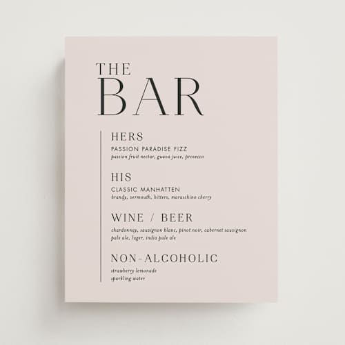 This is a cream wedding signs with standard by jomolo called debonair printing on doublethick in 8x10