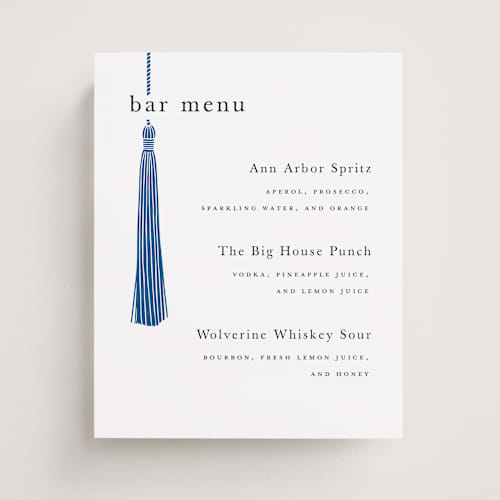 This is a cobalt graduation party decorations with standard by Ashlee Townsend called tassled printing on doublethick in 8x10